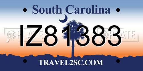 IZ81383 South Carolina License Plate