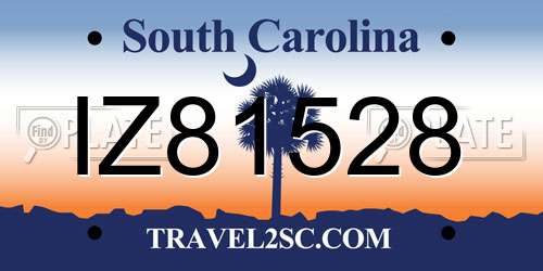IZ81528 South Carolina License Plate