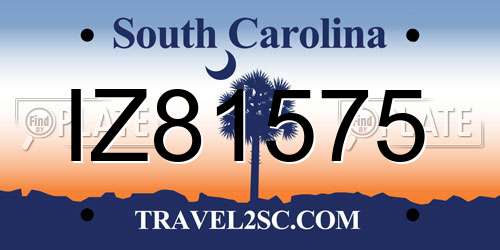 IZ81575 South Carolina License Plate