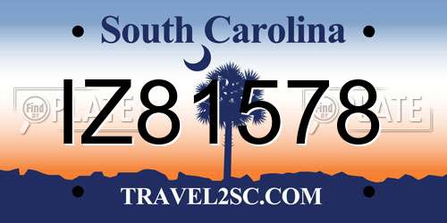IZ81578 South Carolina License Plate