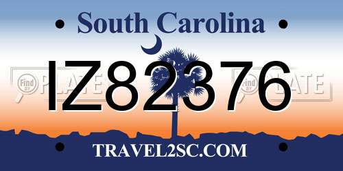IZ82376 South Carolina License Plate