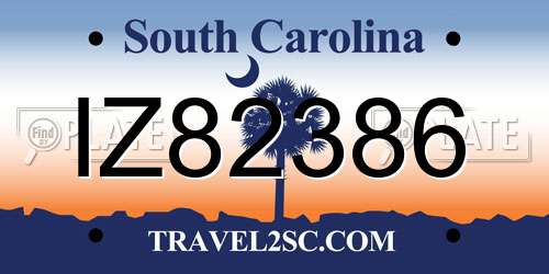IZ82386 South Carolina License Plate