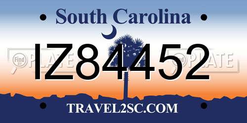 IZ84452 South Carolina License Plate