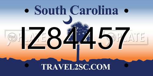 IZ84457 South Carolina License Plate