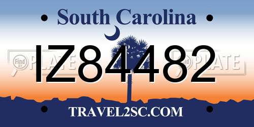 IZ84482 South Carolina License Plate