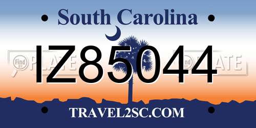 IZ85044 South Carolina License Plate