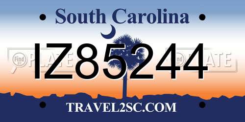 IZ85244 South Carolina License Plate