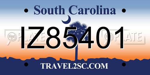 IZ85401 South Carolina License Plate