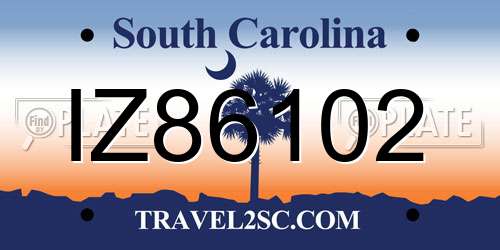 IZ86102 South Carolina License Plate