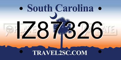 IZ87326 South Carolina License Plate