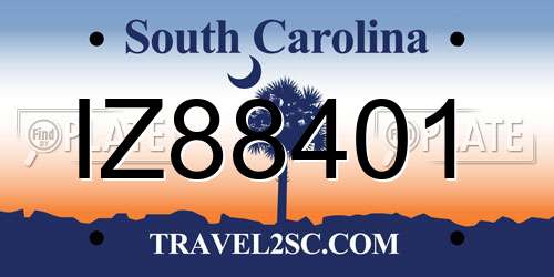 IZ88401 South Carolina License Plate