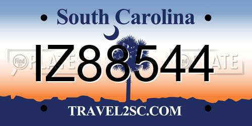 IZ88544 South Carolina License Plate