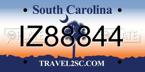 IZ88844 South Carolina License Plate