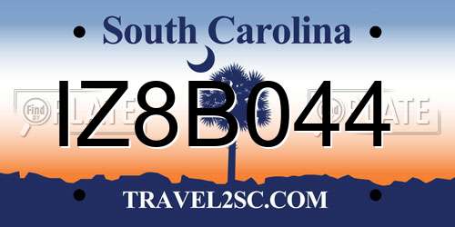 IZ8B044 South Carolina License Plate