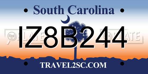 IZ8B244 South Carolina License Plate
