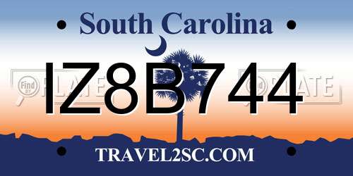 IZ8B744 South Carolina License Plate