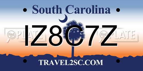 IZ8C7Z South Carolina License Plate