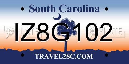 IZ8G102 South Carolina License Plate