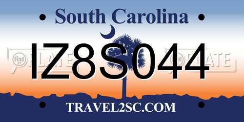 IZ8S044 South Carolina License Plate