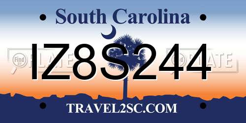 IZ8S244 South Carolina License Plate