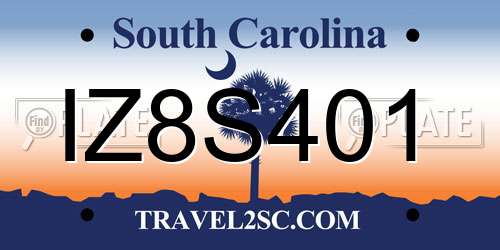IZ8S401 South Carolina License Plate