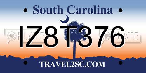 IZ8T376 South Carolina License Plate
