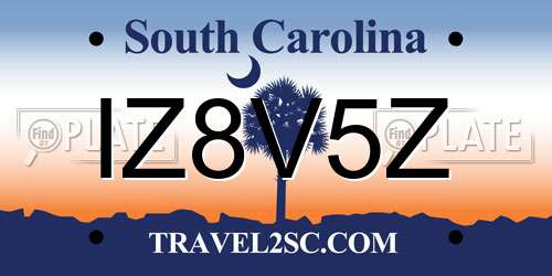 IZ8V5Z South Carolina License Plate