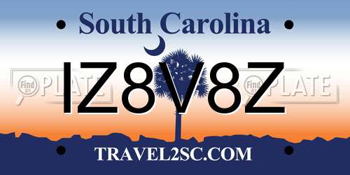 IZ8V8Z South Carolina License Plate