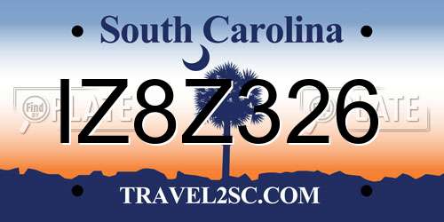 IZ8Z326 South Carolina License Plate