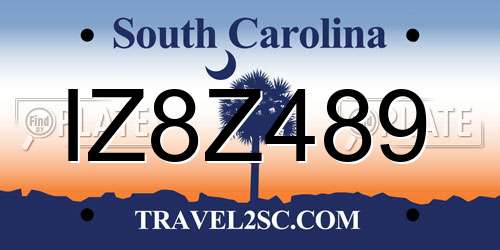 IZ8Z489 South Carolina License Plate