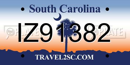 IZ91382 South Carolina License Plate