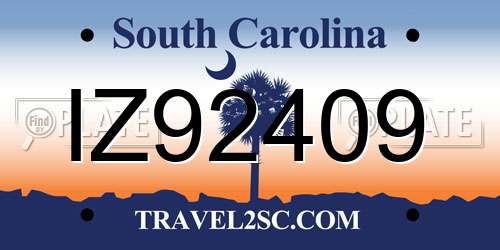 IZ92409 South Carolina License Plate