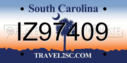 IZ97409 South Carolina License Plate
