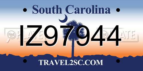 IZ97944 South Carolina License Plate