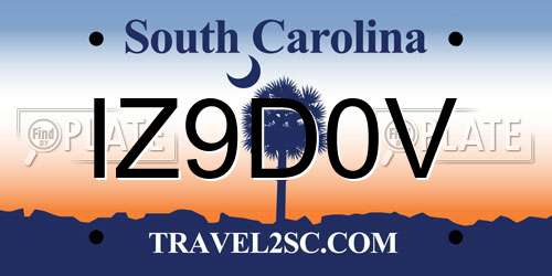 IZ9D0V South Carolina License Plate