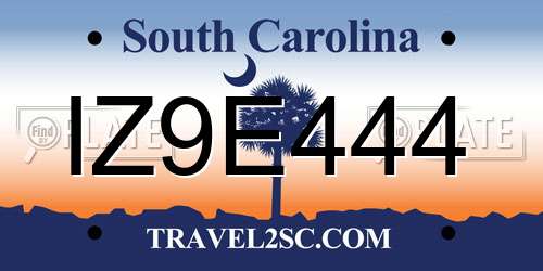 IZ9E444 South Carolina License Plate