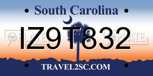 IZ9T832 South Carolina License Plate