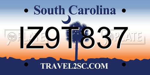 IZ9T837 South Carolina License Plate