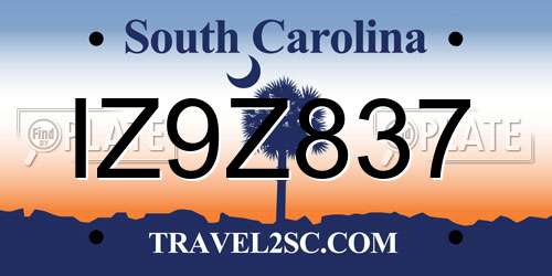 IZ9Z837 South Carolina License Plate