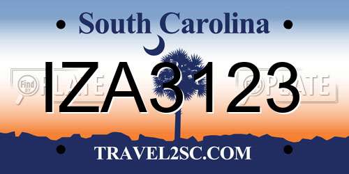 IZA3123 South Carolina License Plate