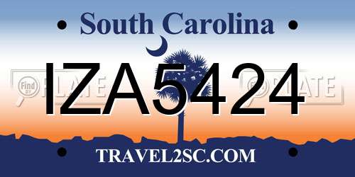 IZA5424 South Carolina License Plate