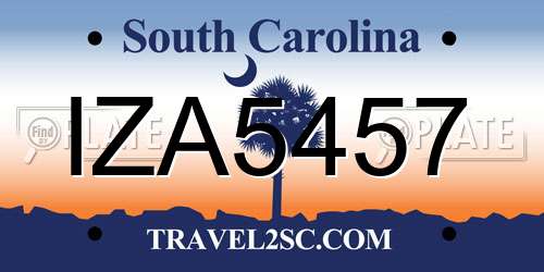 IZA5457 South Carolina License Plate
