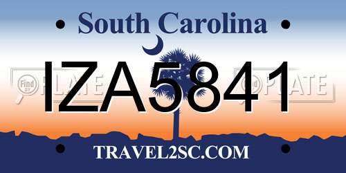 IZA5841 South Carolina License Plate