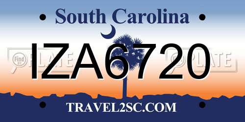 IZA6720 South Carolina License Plate