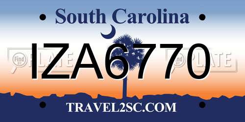 IZA6770 South Carolina License Plate