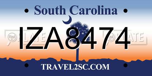 IZA8474 South Carolina License Plate