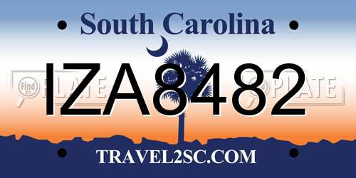 IZA8482 South Carolina License Plate