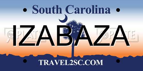 IZABAZA South Carolina License Plate