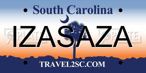IZASAZA South Carolina License Plate