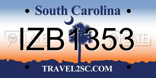 IZB1353 South Carolina License Plate